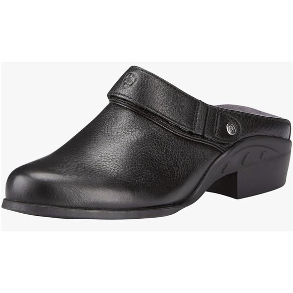 ARIAT Sport Mule Clog Shoes in Black Leather Western Equestrian Old Money Size 8 - Picture 1 of 16